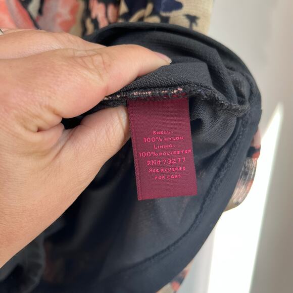 212 Collection Floral Faux Wrap Y2K Mesh Top Size M Short Sleeve Blouse - Picture 4 of 7